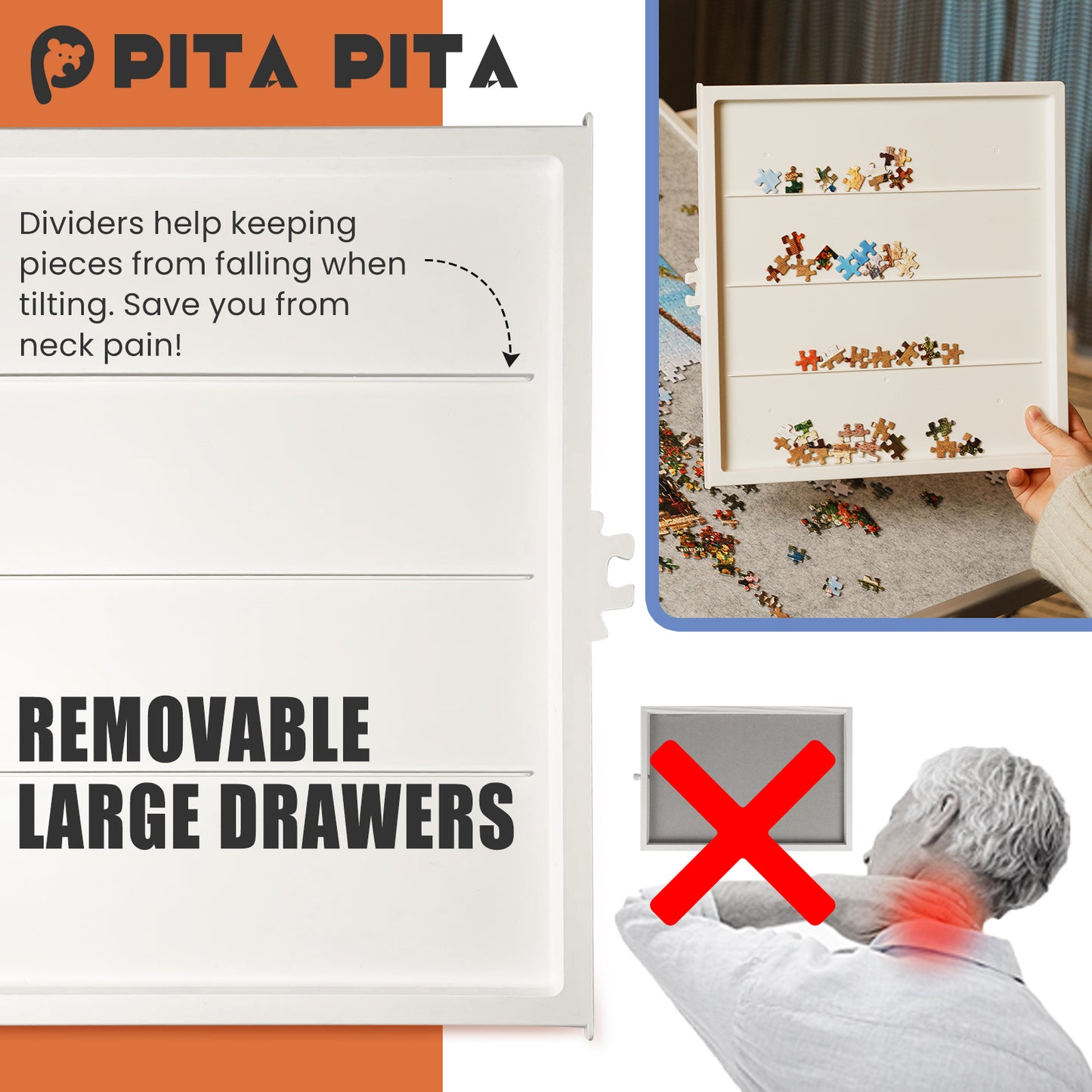 PITA PITA 1000 Pieces Rotating Plastic Puzzle Board with Drawers and Cover