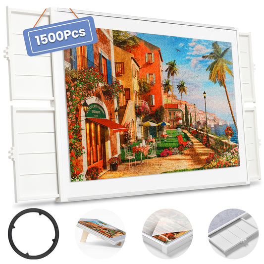 1500 Pieces Rotating Plastic Puzzle Board with Drawers and Cover